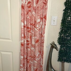 Elegant Orange and White Maxi Dress